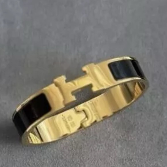 Hermes Gold and Black H-Style Bracelet - Picture 1 of 4